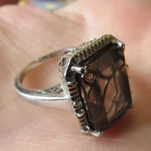 Sterling and Smokey Quartz Cocktail Ring 6